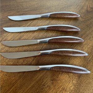 5 Mid Century Steak Knives Acrylic Stainless Composite Japan Vintage 8 in